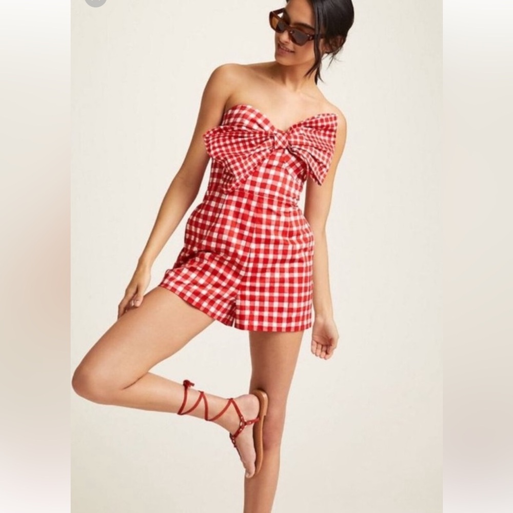 Hutch (Anthropologie) Red Checkered Romper
